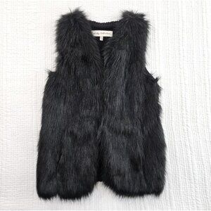 Sebby Collection Women's Medium M Black Faux Fur Sweater Vest EUC RN# 131159